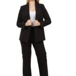 Women's Formal Double-Breasted Blazer and Wide-Leg Pants Suit