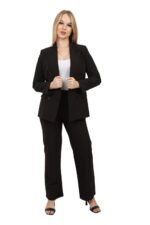 Women's double-breasted wide-leg formal suit with tailored blazer