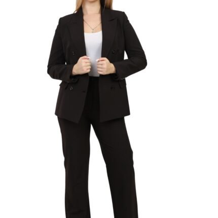 Women's Formal Double-Breasted Blazer and Wide-Leg Pants Suit