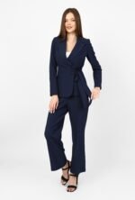 Premium black women’s suit with wrap blazer and classic straight-cut trousers