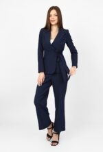 Premium black women’s suit with wrap blazer and classic straight-cut trousers