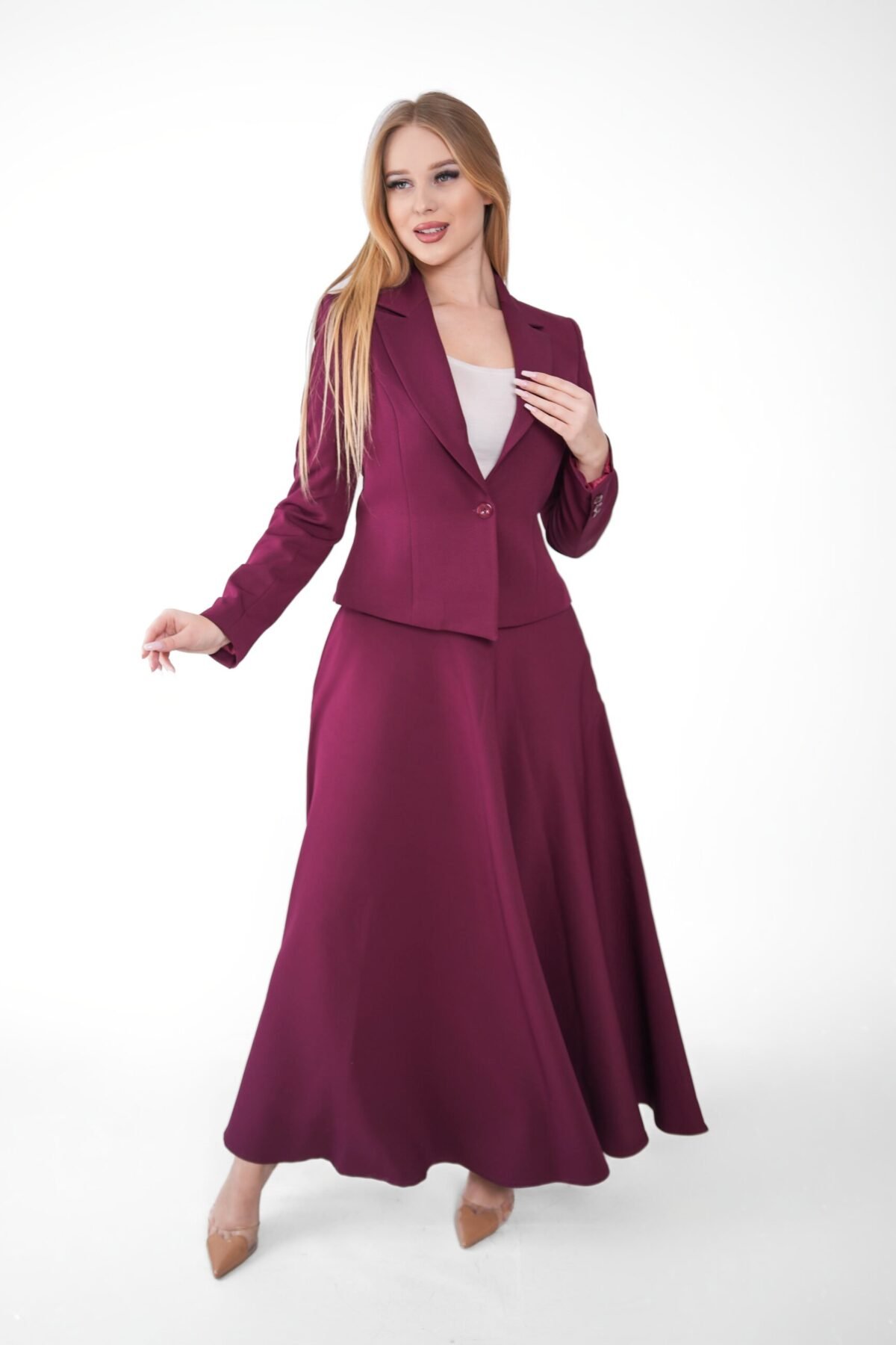 burgandy Skirt Suit